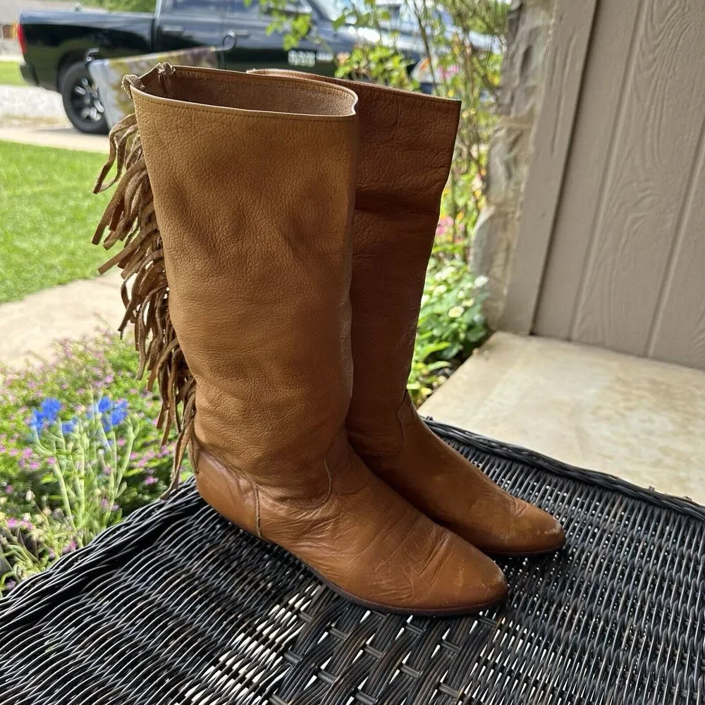 Laredo Leather Boots Womens Size 6 M Fringed Western Cowboy Cowgirl Taylor Swift